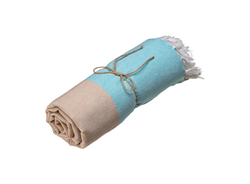 Telo mare in cotone riciclato 180 g/m2. Effetto melange e frange Gheddi