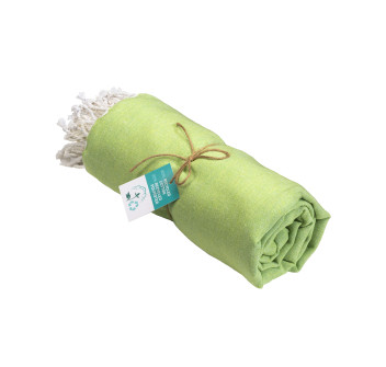 Telo mare/pareo  in cotone riciclato  da 180 gr/m2 con frange, misura 90x170 cm