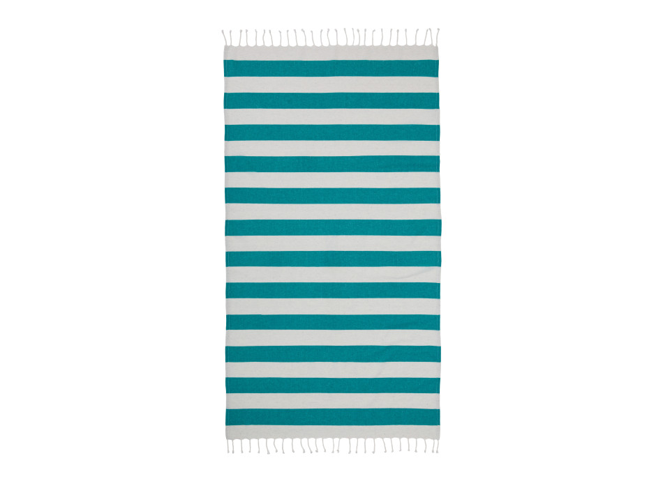 Telo mare/pareo  in cotone riciclato  da 180 gr/m2 con frange, misura 90x170 cm