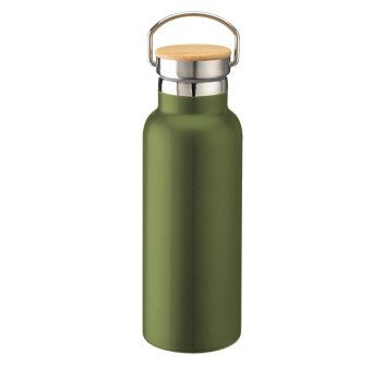 Thermos in acciaio inossidabile (500 ml) con doppia parete isolante e tappo in bambù Gheddi