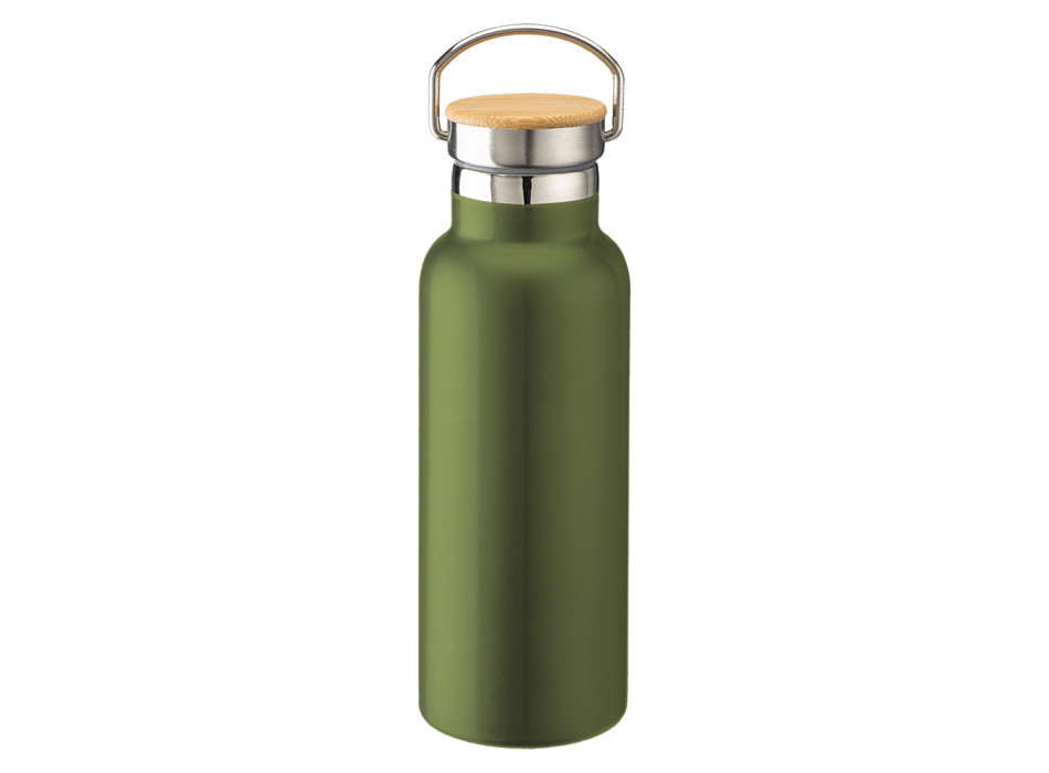 Thermos in acciaio inossidabile (500 ml) con doppia parete isolante e tappo in bambù Gheddi