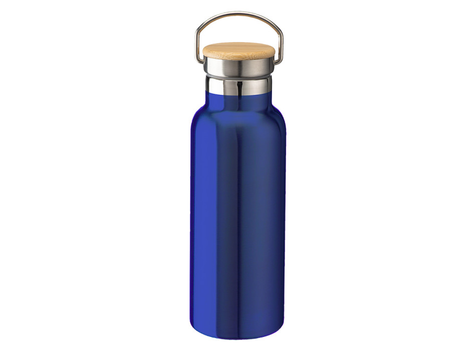 Thermos in acciaio inossidabile (500 ml) con doppia parete isolante e tappo in bambù Gheddi