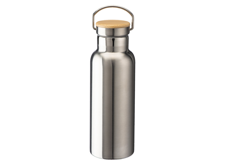 Thermos in acciaio inossidabile (500 ml) con doppia parete isolante e tappo in bambù Gheddi
