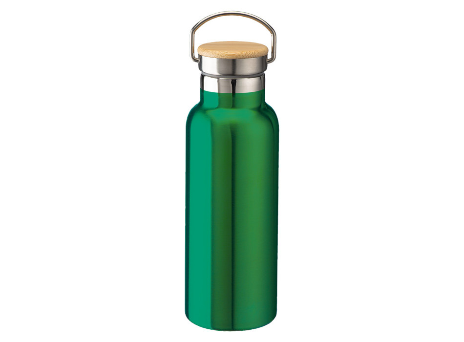 Thermos in acciaio inossidabile (500 ml) con doppia parete isolante e tappo in bambù Gheddi