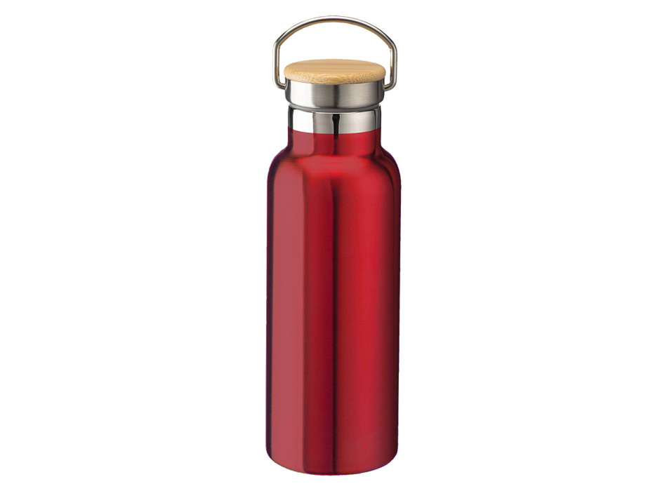 Thermos in acciaio inossidabile (500 ml) con doppia parete isolante e tappo in bambù Gheddi