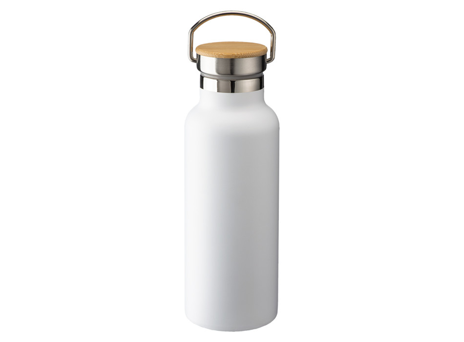 Thermos in acciaio inossidabile (500 ml) con doppia parete isolante e tappo in bambù Gheddi