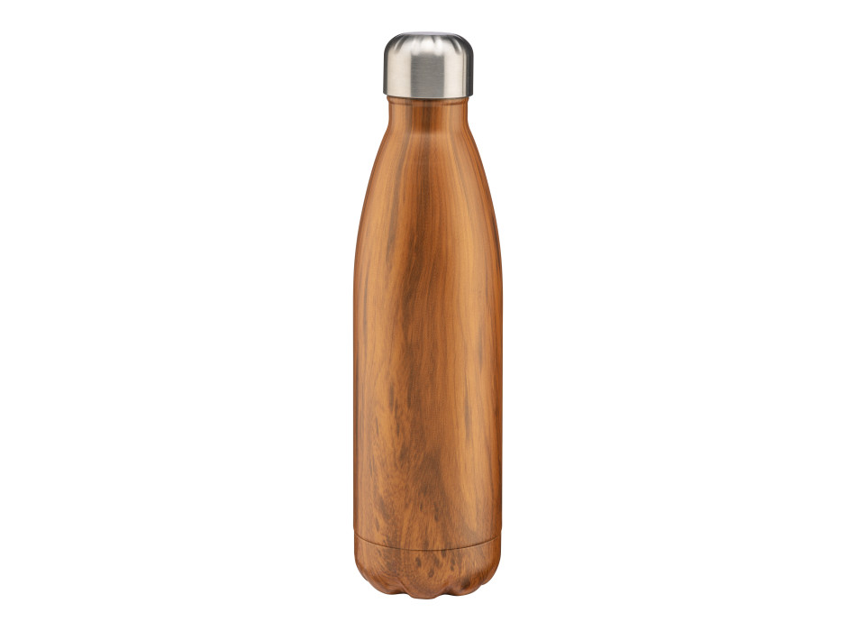 Thermos in acciaio inossidabile capacità 500 ml con doppia parete isolante. Effetto legno