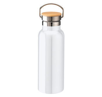 Thermos in acciaio inossidabile  con doppia parete isolante con tappo in bambú Gheddi