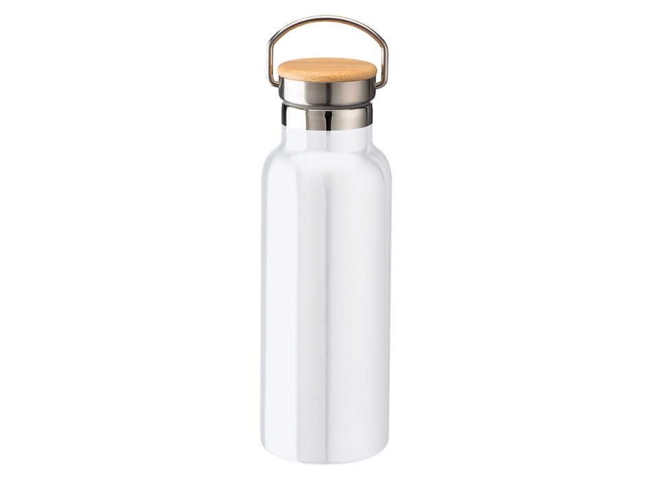 Thermos in acciaio inossidabile  con doppia parete isolante con tappo in bambú Gheddi