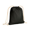 Zainetto a tinta unita in cotone riciclato 140 g/m2. Chiusura con doppi cordini