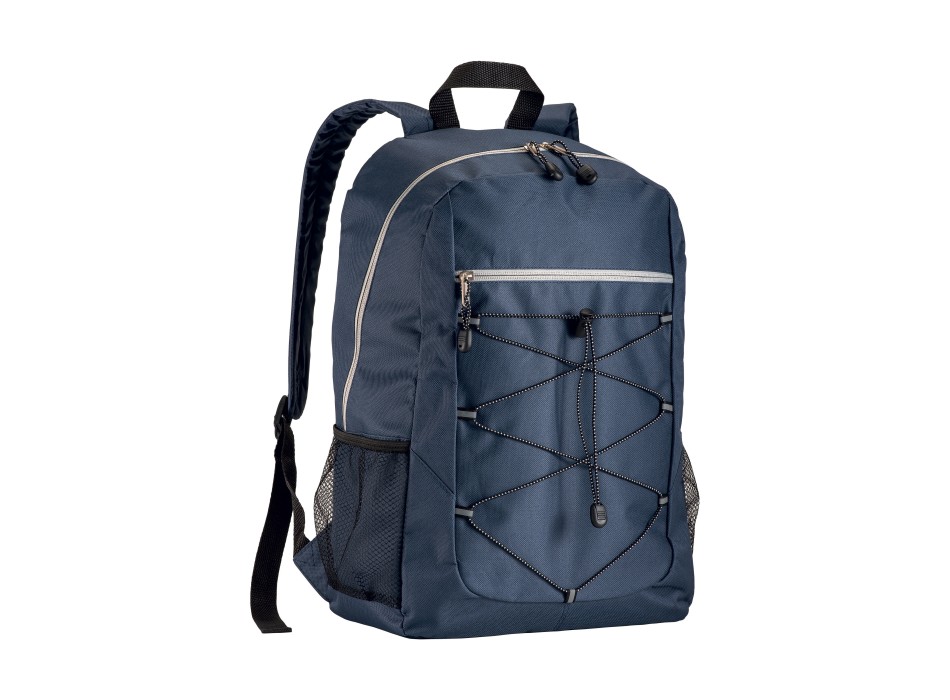 Zaino in poliestere 600d con 4 tasche di cui 2 laterali retinate