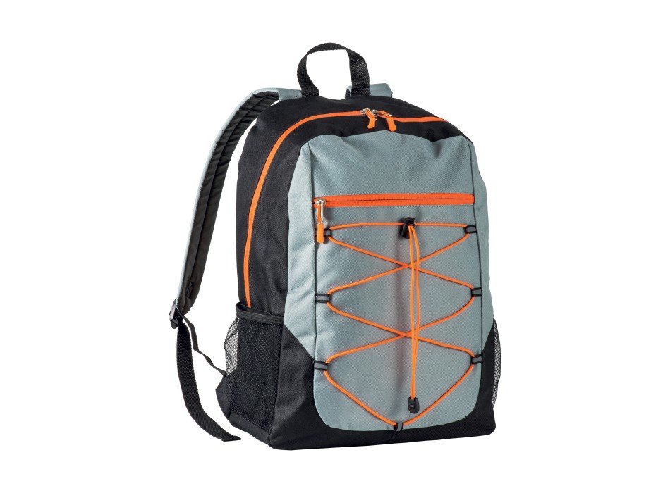 Zaino in poliestere 600d con 4 tasche di cui 2 laterali retinate