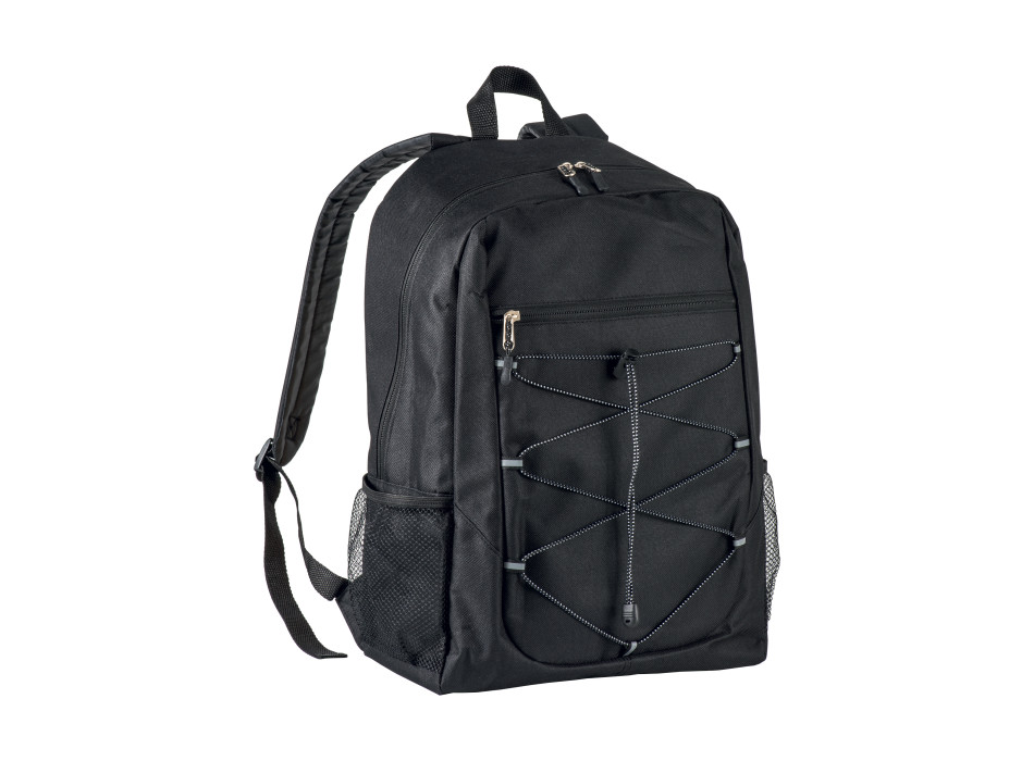 Zaino in poliestere 600D con 4 tasche di cui 2 laterali retinate