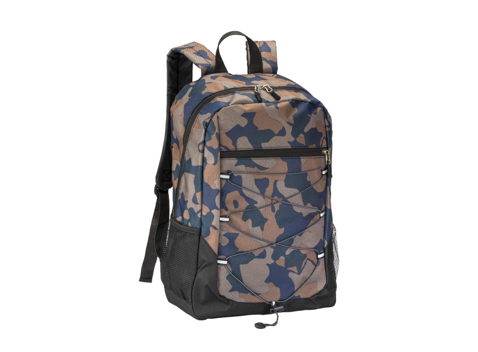 Zaino in poliestere 600D con 4 tasche di cui 2 laterali retinate