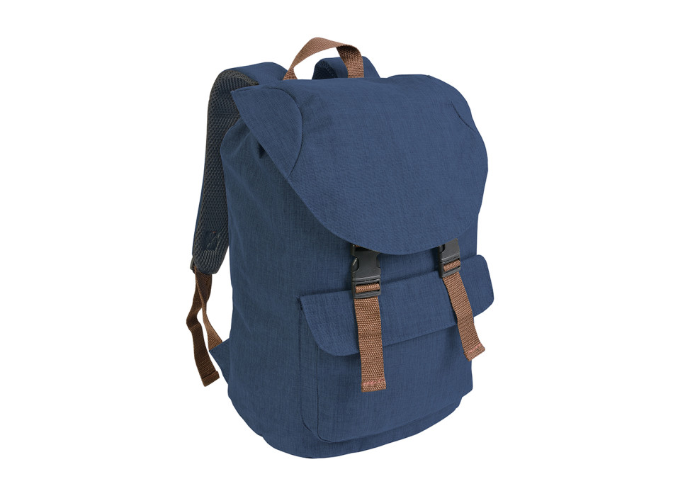 Zaino in poliestere two tone effetto melange con 2 tasche Gheddi