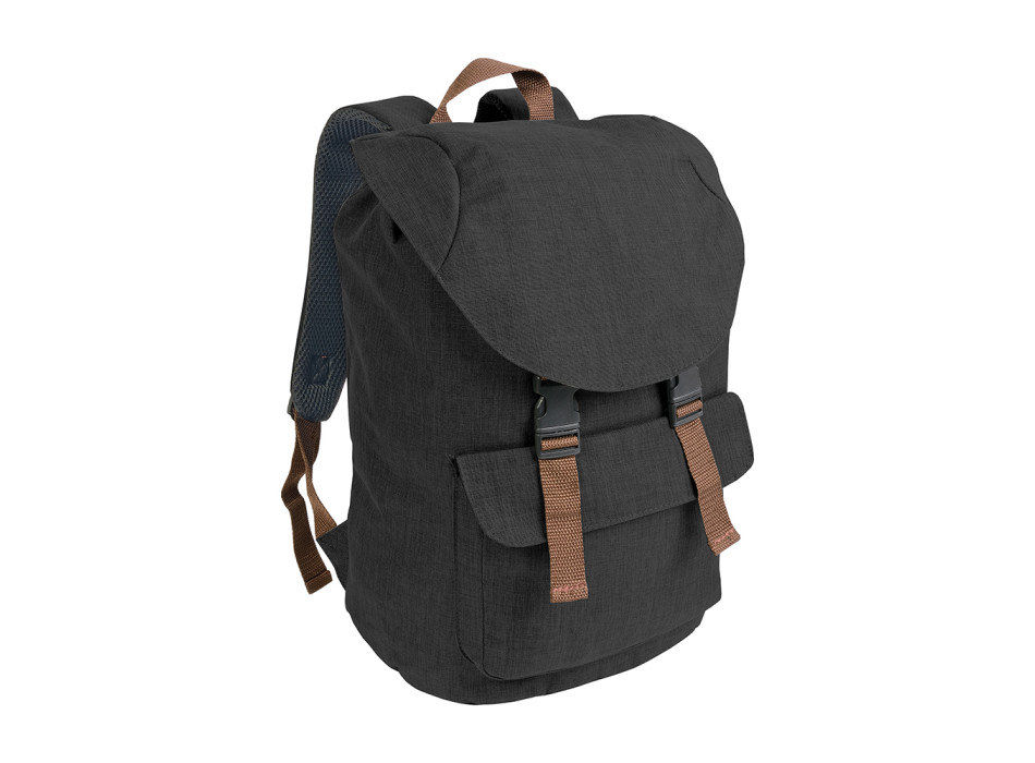 Zaino in poliestere two tone effetto melange con 2 tasche Gheddi