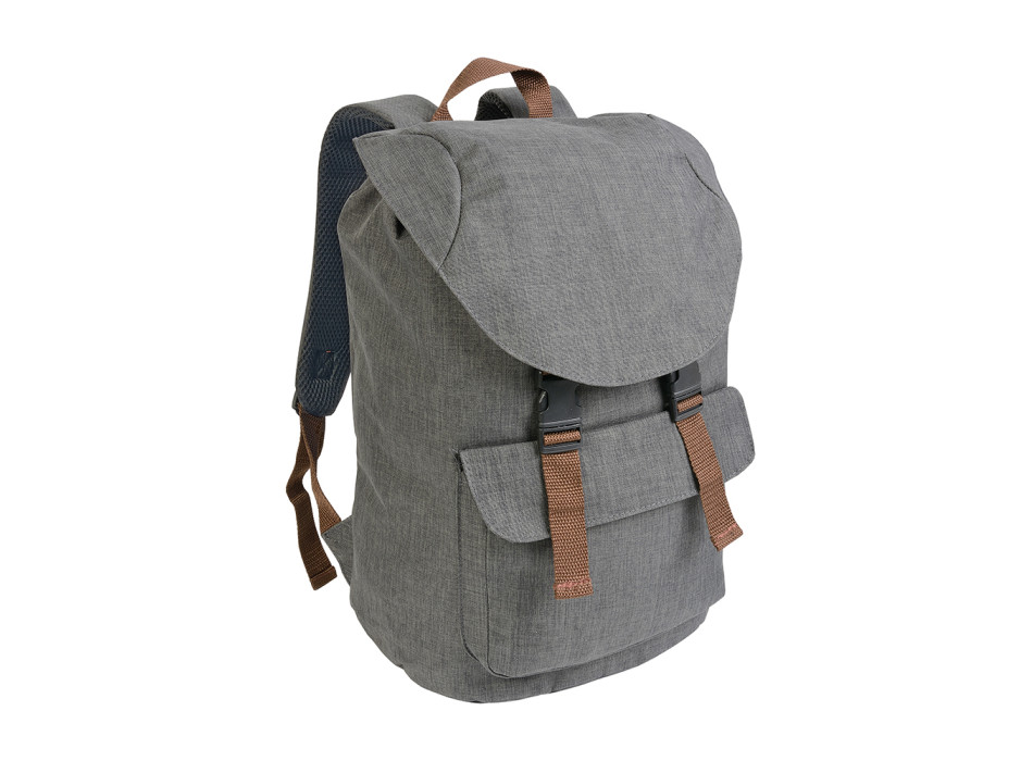 Zaino in poliestere two tone effetto melange con 2 tasche Gheddi