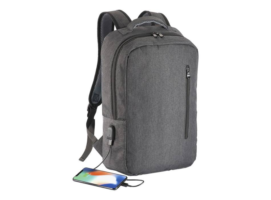 Zaino porta computer poliestere two tone con tre tasche con porta USB esterna Gheddi
