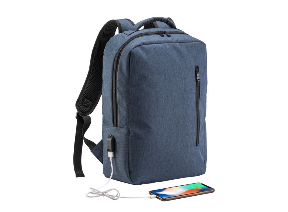 Zaino porta computer poliestere two tone con tre tasche con porta USB esterna Gheddi